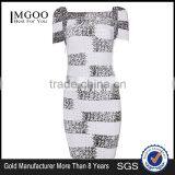 MGOO Wholesale 2015 Dress Manufacturer OEM Short Sleeves Women Work Dress Bandage Spandex Plaid Shinning Dress H265 thumbnail-3