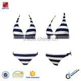 OEM Custom Women Navy and White Stripe Bikini Swimwear