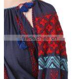 2017 OEM Common Dense Enbroidery Saree Blouse With Tasseled Ties thumbnail-5