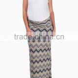 NAVY BLUE CREAM TRIBAL PRINTED MATERNITY MAXI SKIRT thumbnail-1