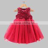 Newest Girl Party Dress Red flower Fashion Kid Dresses Children New Year Hot Sale GD31025-3