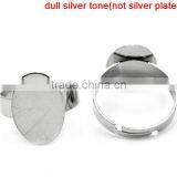 Custom 20PCs Silver Plated Adjustable Oval Cabochon Ring Settings thumbnail-1