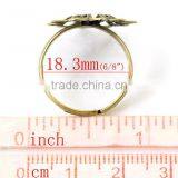 20PCs Antique Bronze Adjustable Filigree Flower Rings 18.3mm(US 8),Jewelry thumbnail-1