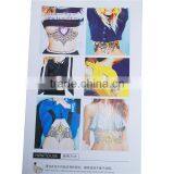 Paper Removable Waterproof Temporary Sternum Tattoo Sticker Body Art Blue Flower Leaves Pattern Temporary Tattoos Printing thumbnail-3