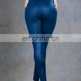 New Fashion Dark Blue Woman's Leather Pants thumbnail-2