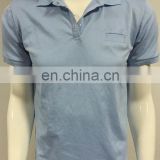 2016 Men's good looking light blue polo t-shirt with fake chest pocket