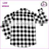 Mens Black White Check Pattern Cotton Shirt Long Sleeve Thick Flannel Shirt thumbnail-2