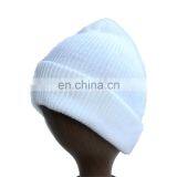 Custom Brand Logo Womens White Knitted Beanie Hat for Women thumbnail-3