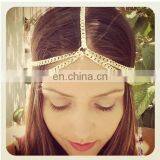 Gold Plated 2 Layer Chain Headband Hair Accessories Double Layers Thick Chain Hair Band for Ladies thumbnail-1
