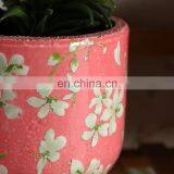 Home Decoration Item Flower Pattern Indoor Outdoor Large Pink Ceramic Plant Pots for Livingroom Balcony thumbnail-2