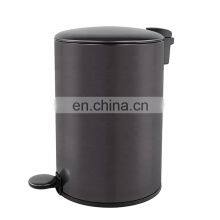 European Design Black Round Shape Dustbin With Anti Fingerprint Oil Iron Powder Coating Foot Pedal Dustbin