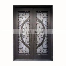 Modern Decorative Wrought Iron Front Patio Double Entry Doors