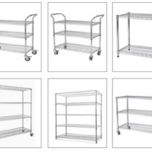 Unidade de prateleiras de arame de aço cromado com 4 andares e cestos, Prateleira de cesto de arame thumbnail-5