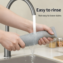 2 in 1 Microfiber Kitchen Scrubber Cloth Non Scratch Dish Cloth Absorbent Kitchen Cleaning Towel thumbnail-4