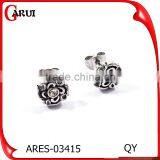 Black Stainless Steel Women Jewelry Flower Stud Earrings thumbnail-1