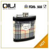 FDA 6oz Private Custom Plaid Hip Flask For Business Gifts
