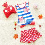 2015 Cute Baby Girl & Baby Boy Summer Swimwear Kids 3Pcs Starfish Stripe Style Swimsuit