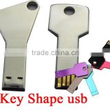 Custom metal USB key shape metal USB flash drive 2gb/4gb