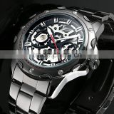 2015 China Supplier Fashion Brand Stainless Steel Skeleton Mechanical Automatic Man Watches For Men Sport Watch WM420