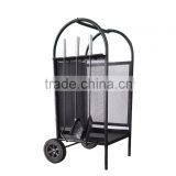 Firewood Cart Painted in Black/ Firewood Storage Cart thumbnail-1