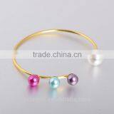 Cuff Charm Gold Color 4 Pearl Shamballa Bracelets Statement Bangles For Women Jewelry thumbnail-2