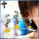 2014 New Fashion Ladies Stud Designs k Gold Enamel Rhinestones Starfish Hippocampus Earrings Post in Zinc Alloy Jewelry E00235 thumbnail-1