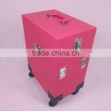 Trolley Rooling Make up Beauty Kit Vanity Leather Jewelry Box thumbnail-5