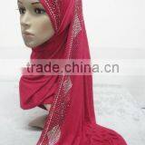 JL041 Latest Cotton Jersey Scarf With Rhinestones,muslim Hijab thumbnail-1