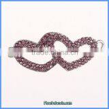 Wholesale Hot Sale Lavender Double Rhinestone Heart Connectors OMC-049A thumbnail-1