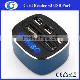 3 Ports Hub Usb With Card Readers - Customized Led Logo for Gifts thumbnail-1