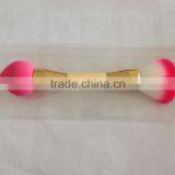 Double Ends Makeup Sponge Puff Powder Brush Bamboo Handle