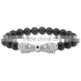 KJL-ST0009 new natural Stone Onyx Bead Buddha Bracelet Gold Plated Black Yoga Bracelets Men Women Gift