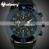 NFANTRY Luxury Fashion Men's Day Date Blue Quartz leather Watch