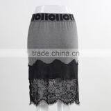 F5S43020 New Design Eyelash Lace Hem Skirt Women Fashion Fleece Midi Skirt thumbnail-4