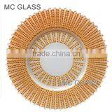 Wholesale Plates Wedding Event Decoration Gold Black Brown Stripe Glass Charge Plate thumbnail-3