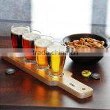 Wooden beer flight beer tasting serving paddle cup tray customize hot sale