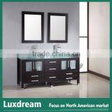 60'' Double Tempered Glass Wash Basins Bathroom Vanity