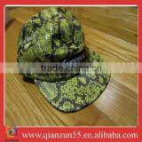 Green Snakeskin Snake Python Camp Cap 5 Panel Hat