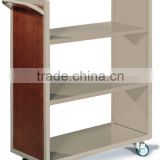 Double layers steel book cart,durable and stronger Book Trolley,Steel Movable Metal Book Cart