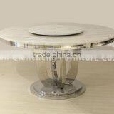 Marble Round Dining Table for 6 People With Lazy Susan Hotel Furniture thumbnail-4