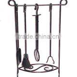 Wrought Iron Fire Place Tools Set, 4 Piece Metal Fire Tools Set, Fire Place Accessories, Companion Set, Family Fire Tools Set thumbnail-1
