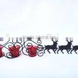 RH-4566 Christmas Reindeer Sleigh Metal Candle Holder With 3 Red Glass Candle Holder thumbnail-6
