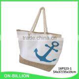 Large printed recyclable canvas tote bag with cotton rope handles