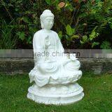 Garden Ornaments Marble Sculpture White Thai Buddha Statue thumbnail-2