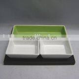 3pcs Customized Stoneware Compartment Snack Tray thumbnail-1