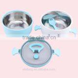 1.2L Round Shape SS Two Layers Keep Warm Lunch Box With Handle thumbnail-2