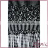 Black Roset Tricot Fabric Lace With Tassel Fringe, Fashion Swiss Lace for Dress thumbnail-1