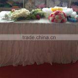 White Ice Silk Table Skirt With Tapes at Back With Detachable White Swag Table Sikrt thumbnail-3