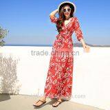 Wholesale V Neck Maxi Beach Dress Ladies Western Long Dress thumbnail-1