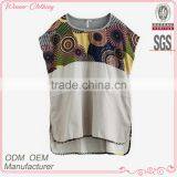 2015 Fashion Newest Design Women's Korean Vintage Style Printed Short Front and Long Back Linen Blouse With O-Neck thumbnail-1